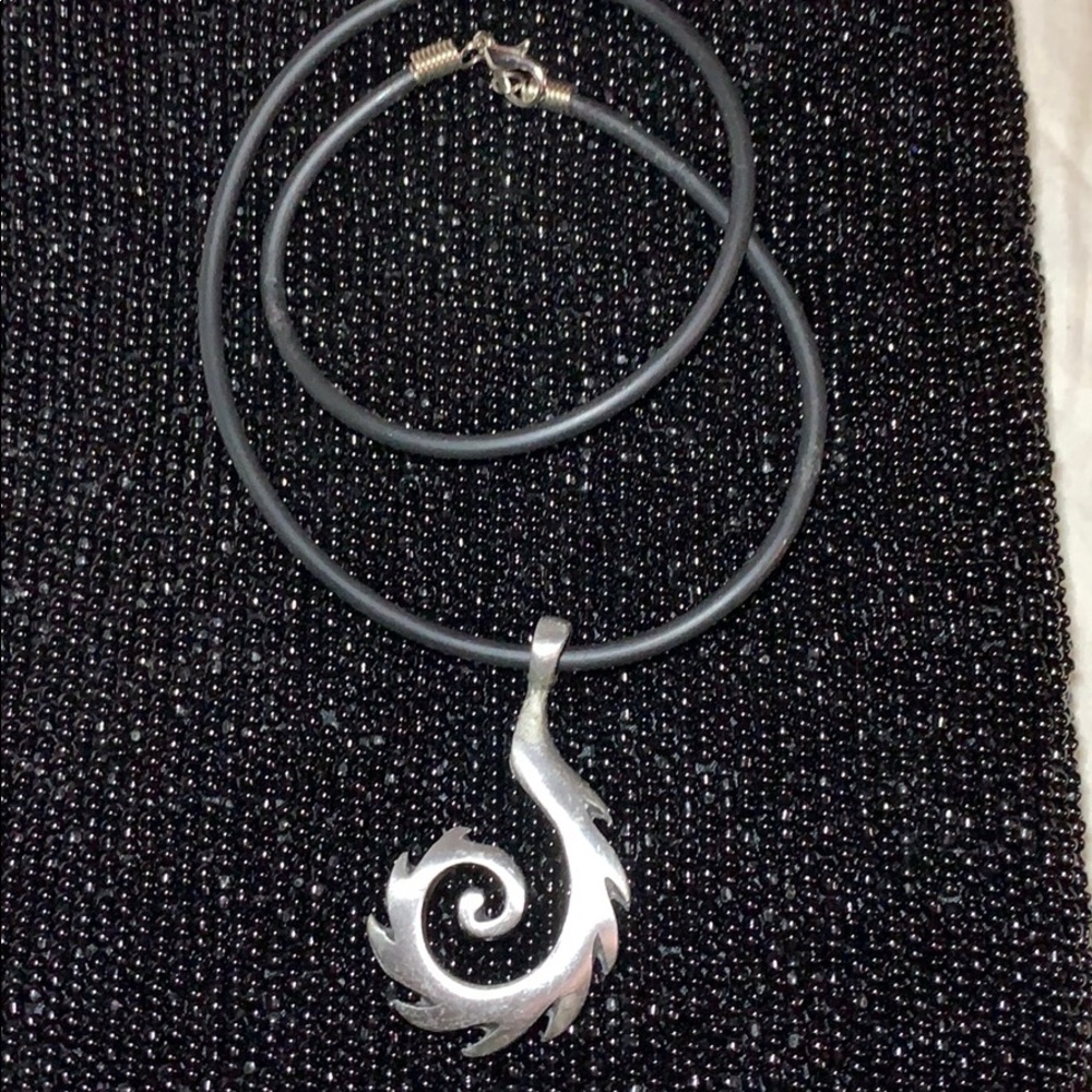 New Men’s Stainless steel Pendant on black rubber